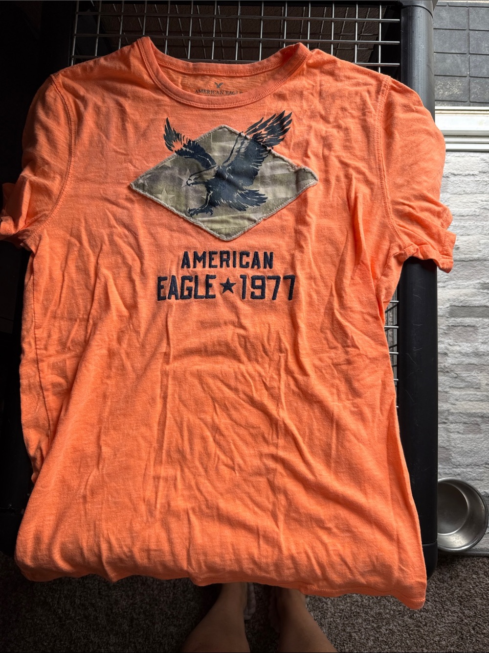 American Eagle Outfitters Orange Graphic Eagle Tee